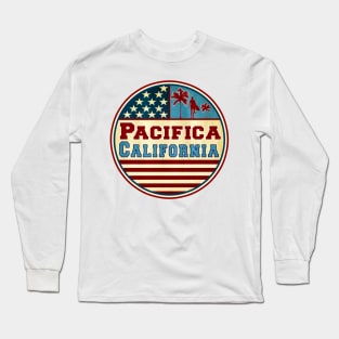 Pacifica California Ocean Surf Palms Surfer Surfing Long Sleeve T-Shirt